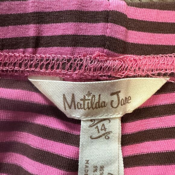 Matilda Jane Girls 14 Leggings Brown Pink Stripe Ruffle Fall Autumn - Picture 3 of 4